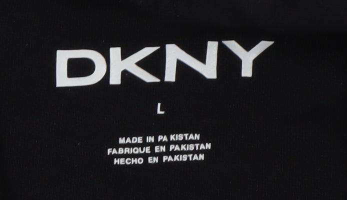 DKNY Men's Black Pullover Hoodie L Cotton Blend Logo Style