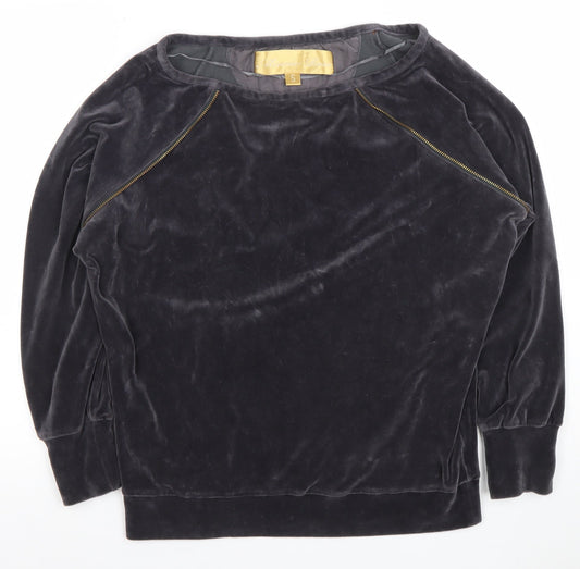 Minnie Rose Women Black Velvet Pullover Sweatshirt Size S