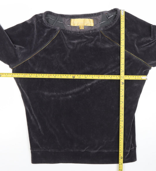 Minnie Rose Women Black Velvet Pullover Sweatshirt Size S