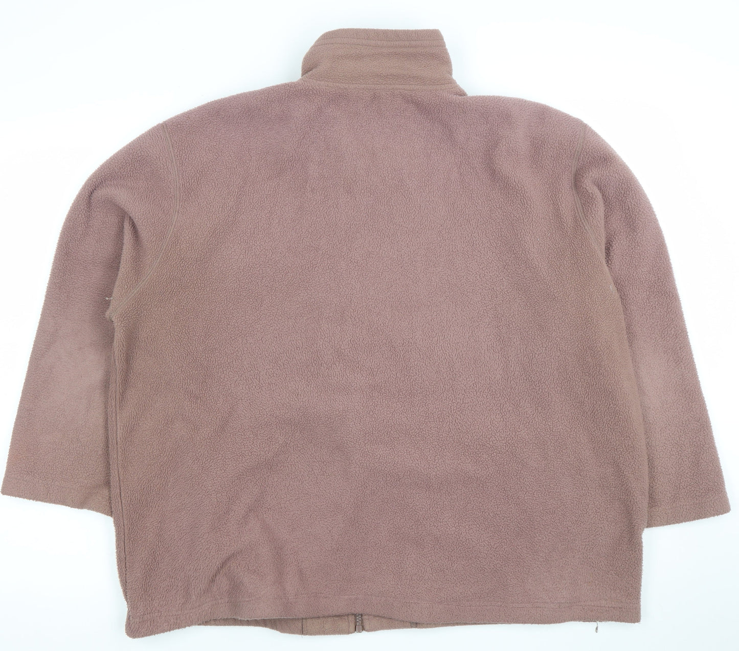 Affections Women Brown Embroidered Fleece Zip Jacket XL