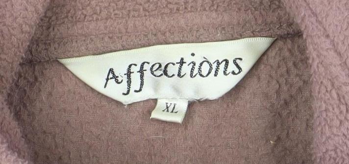 Affections Women Brown Embroidered Fleece Zip Jacket XL