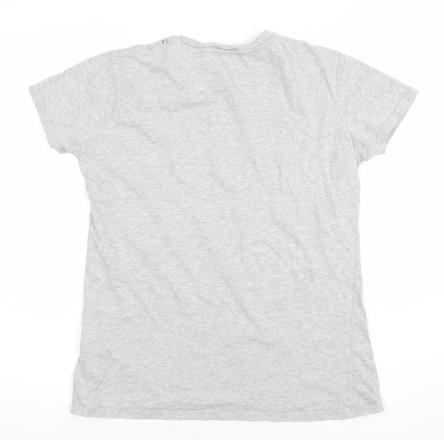 Diesel Womens Grey Rainbow Logo Cotton T-Shirt M