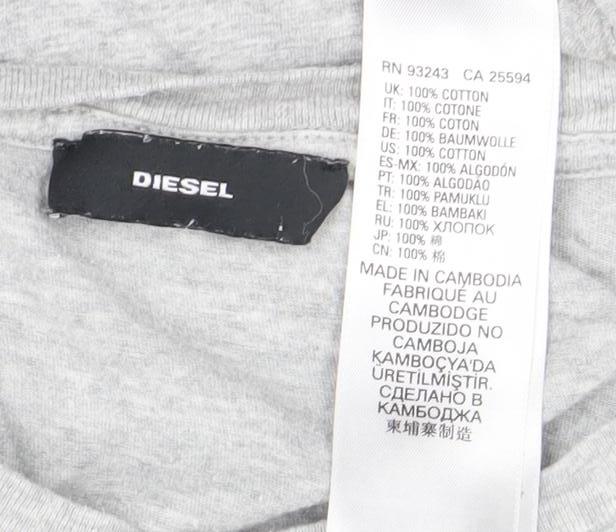 Diesel Womens Grey Rainbow Logo Cotton T-Shirt M