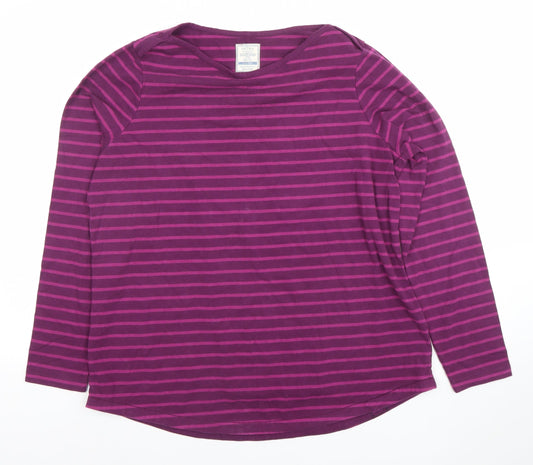Fat Face Womens Purple Striped Long Sleeve Cotton T-Shirt Size 16