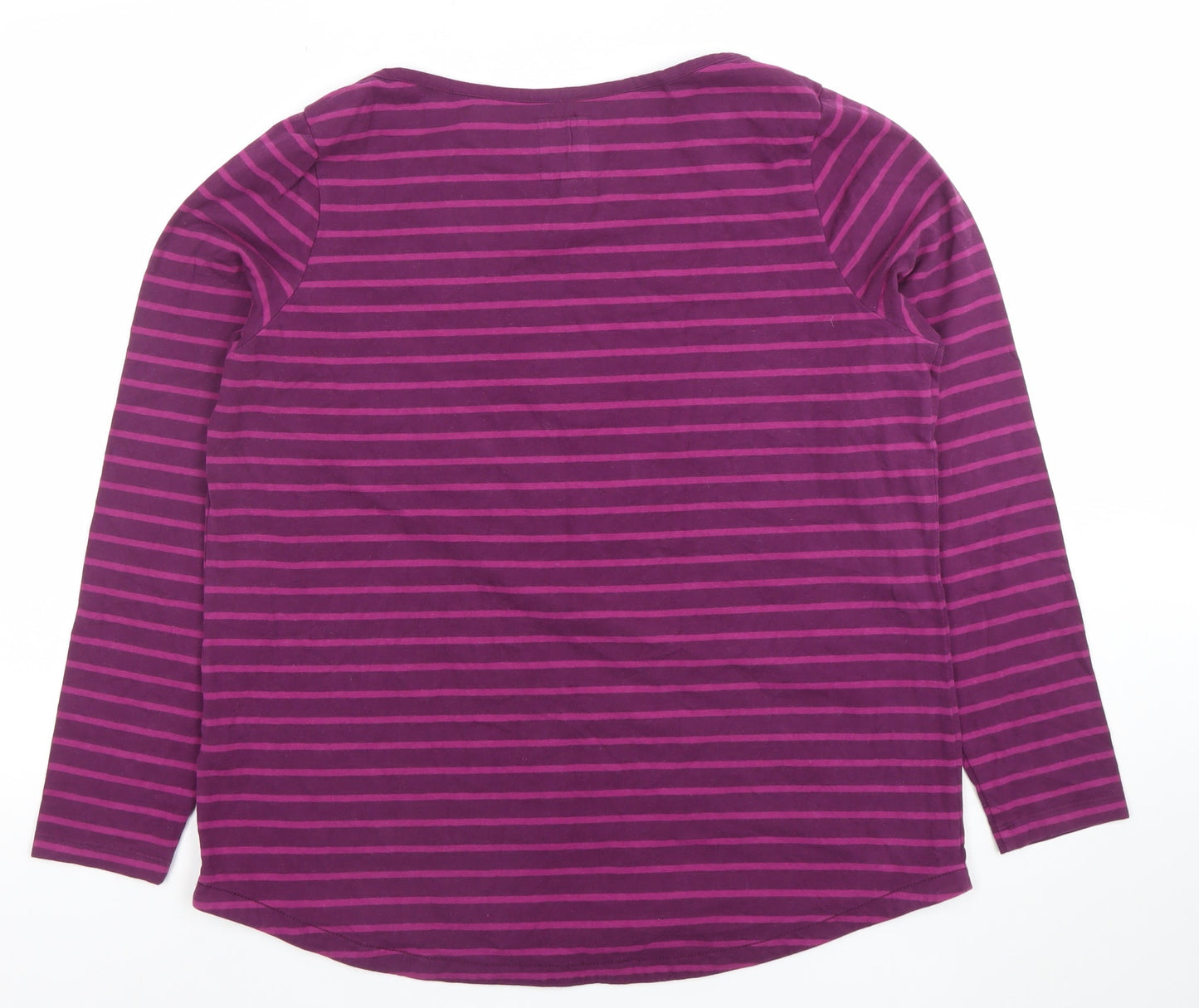 Fat Face Womens Purple Striped Long Sleeve Cotton T-Shirt Size 16