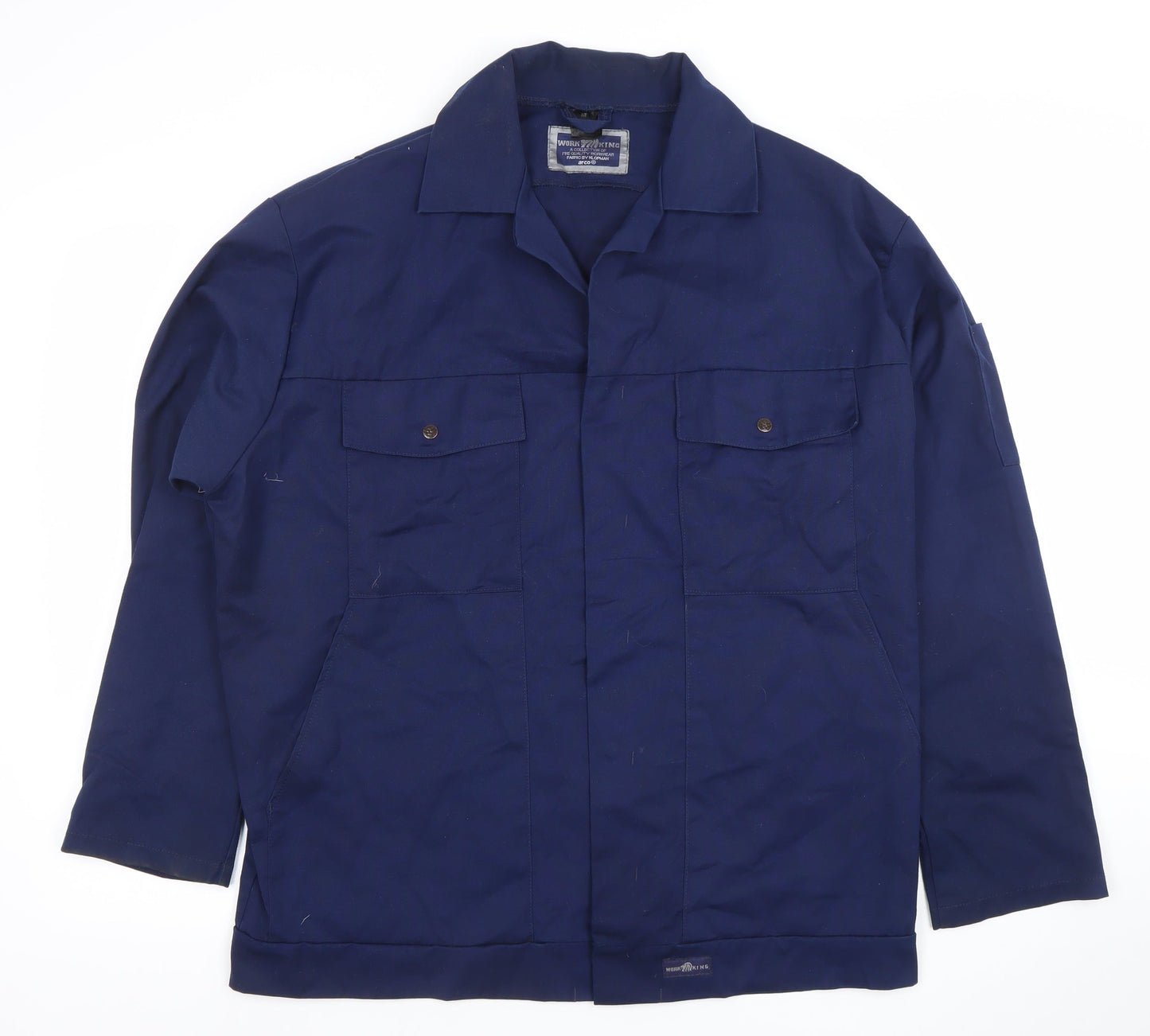 Work King Men’s Blue Long Sleeve Button-Up Workwear Shirt Size M