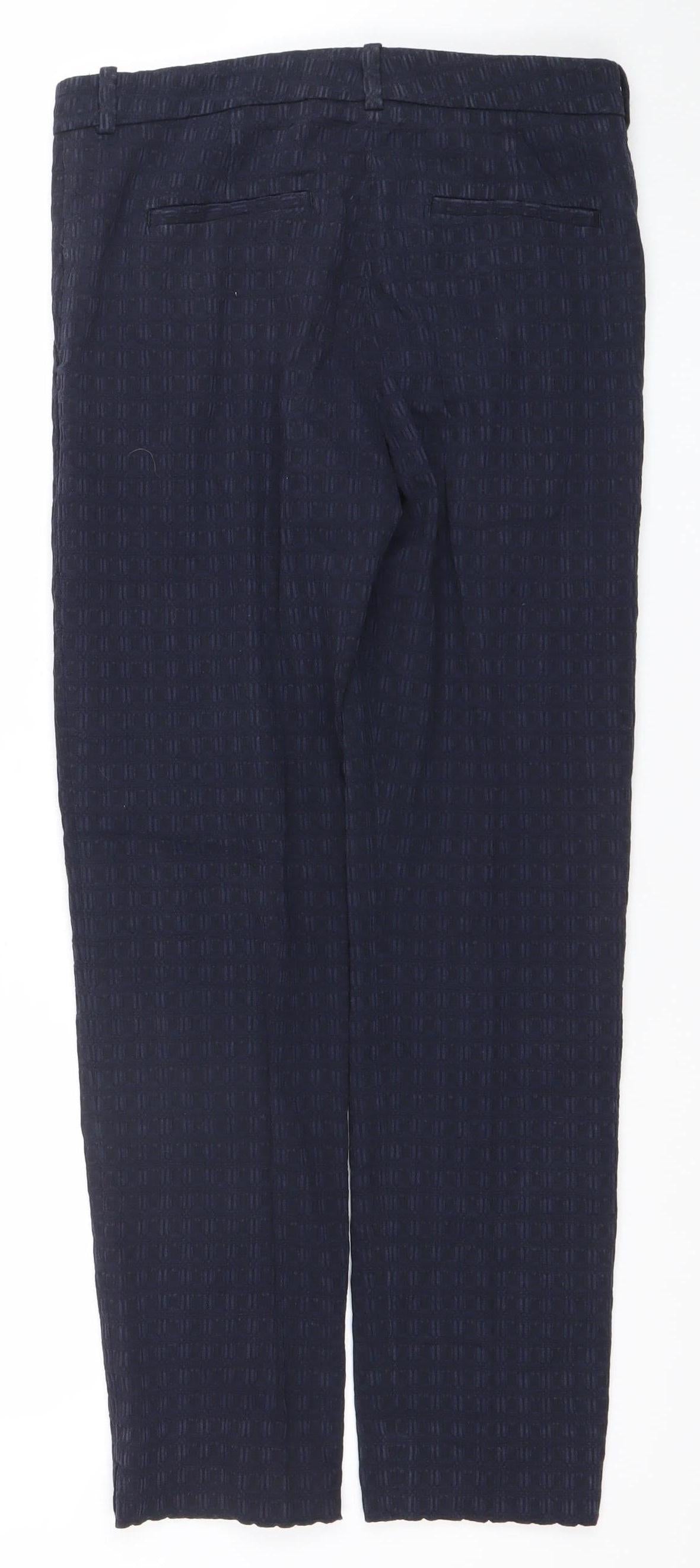 Jigsaw Women's Blue Textured Tailored Cotton Trousers Size 8