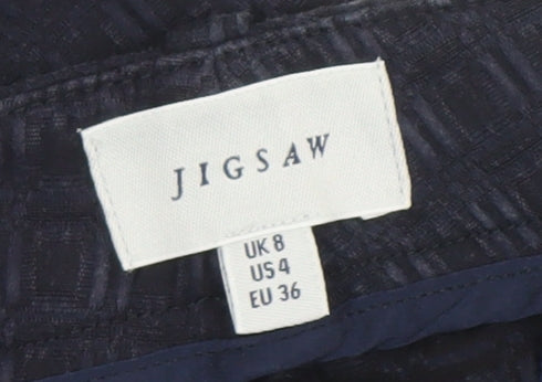 Jigsaw Women's Blue Textured Tailored Cotton Trousers Size 8