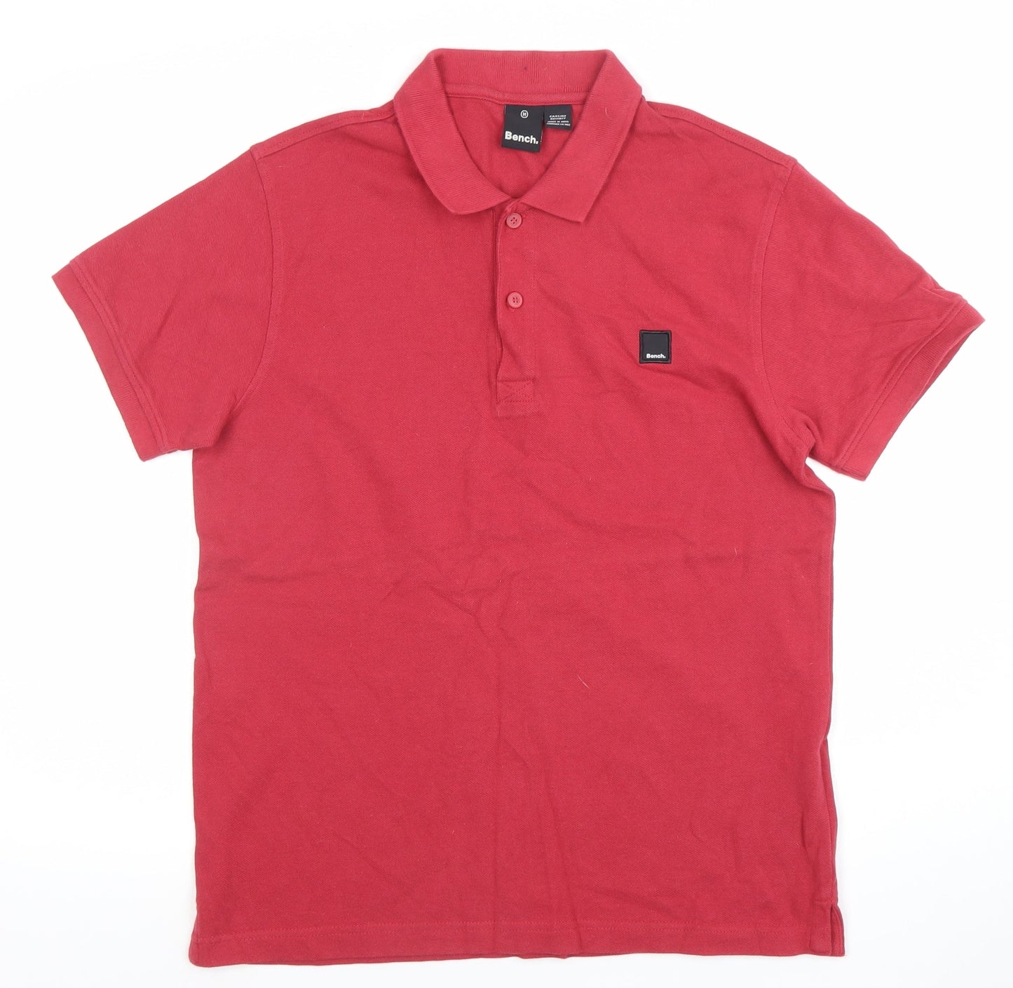 Bench Men's Red Cotton Polo Shirt Size M Short Sleeve Casual