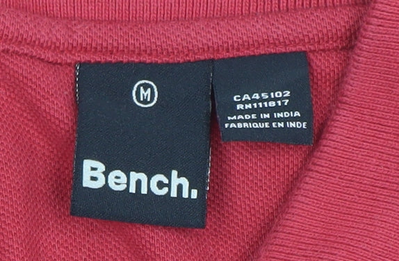 Bench Men's Red Cotton Polo Shirt Size M Short Sleeve Casual
