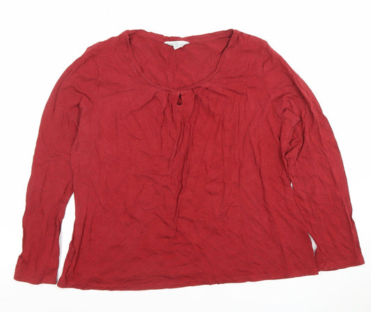 Seasalt Cornwall Women's Red Long Sleeve Bamboo Blend Jersey Top UK 18