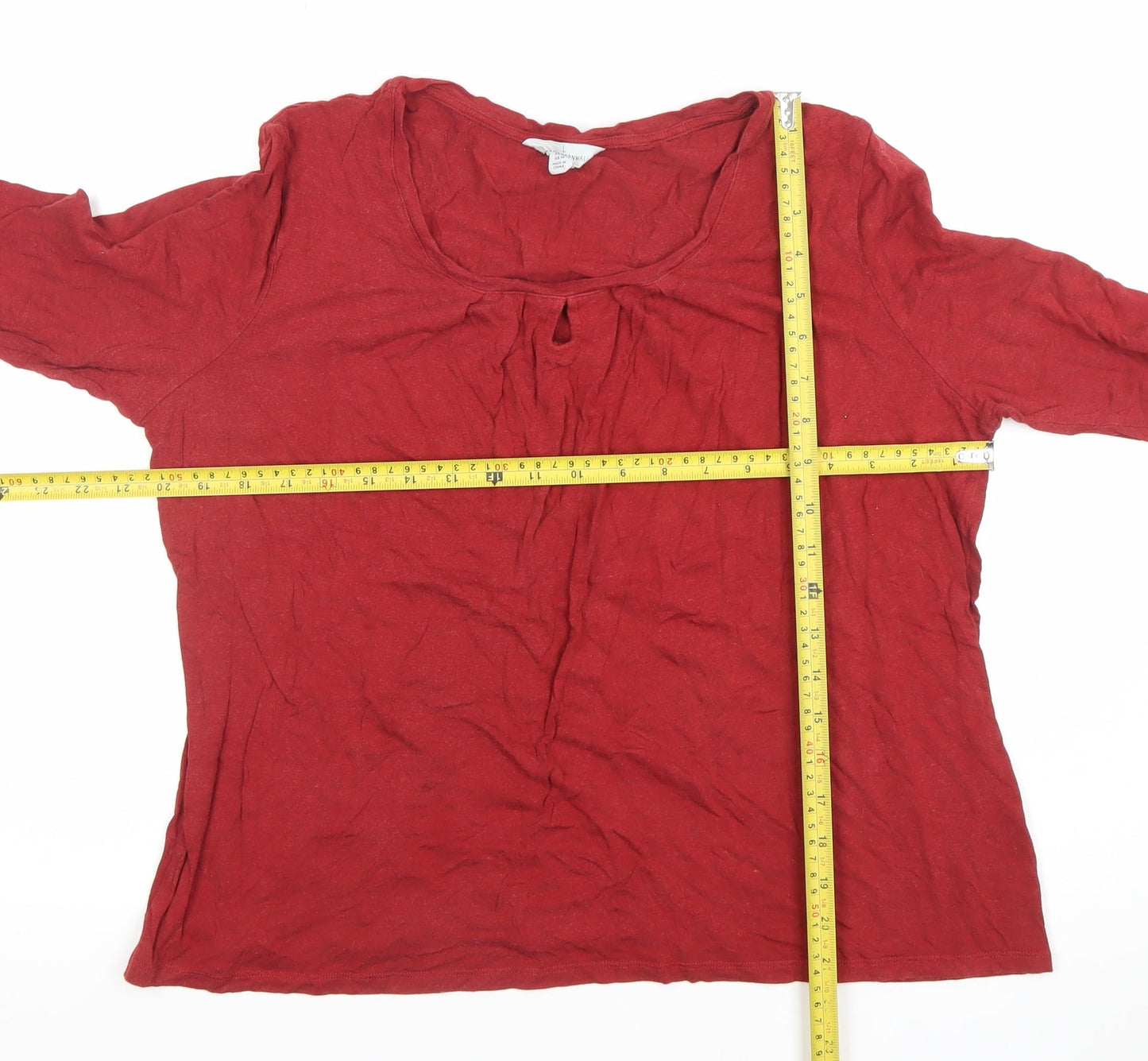 Seasalt Cornwall Women's Red Long Sleeve Bamboo Blend Jersey Top UK 18