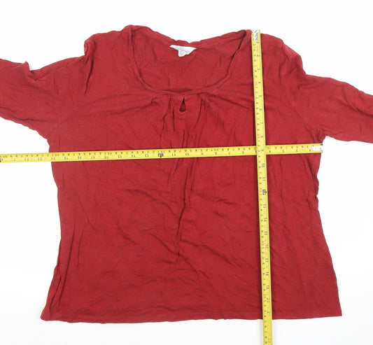 Seasalt Cornwall Women's Red Long Sleeve Bamboo Blend Jersey Top UK 18