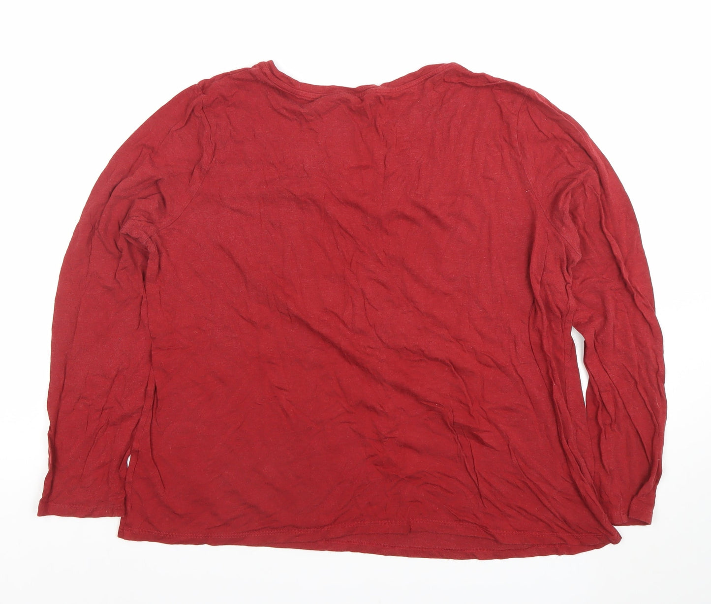 Seasalt Cornwall Women's Red Long Sleeve Bamboo Blend Jersey Top UK 18