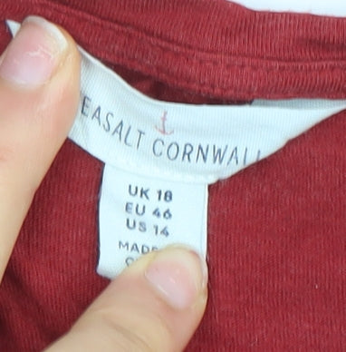 Seasalt Cornwall Women's Red Long Sleeve Bamboo Blend Jersey Top UK 18