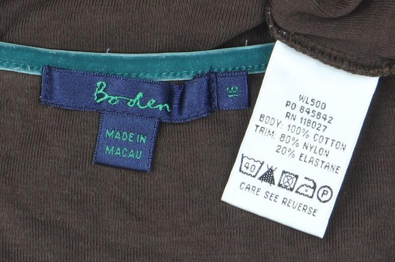 Boden Women's Brown Long Sleeve Scoop Neck Cotton Stretch Top M