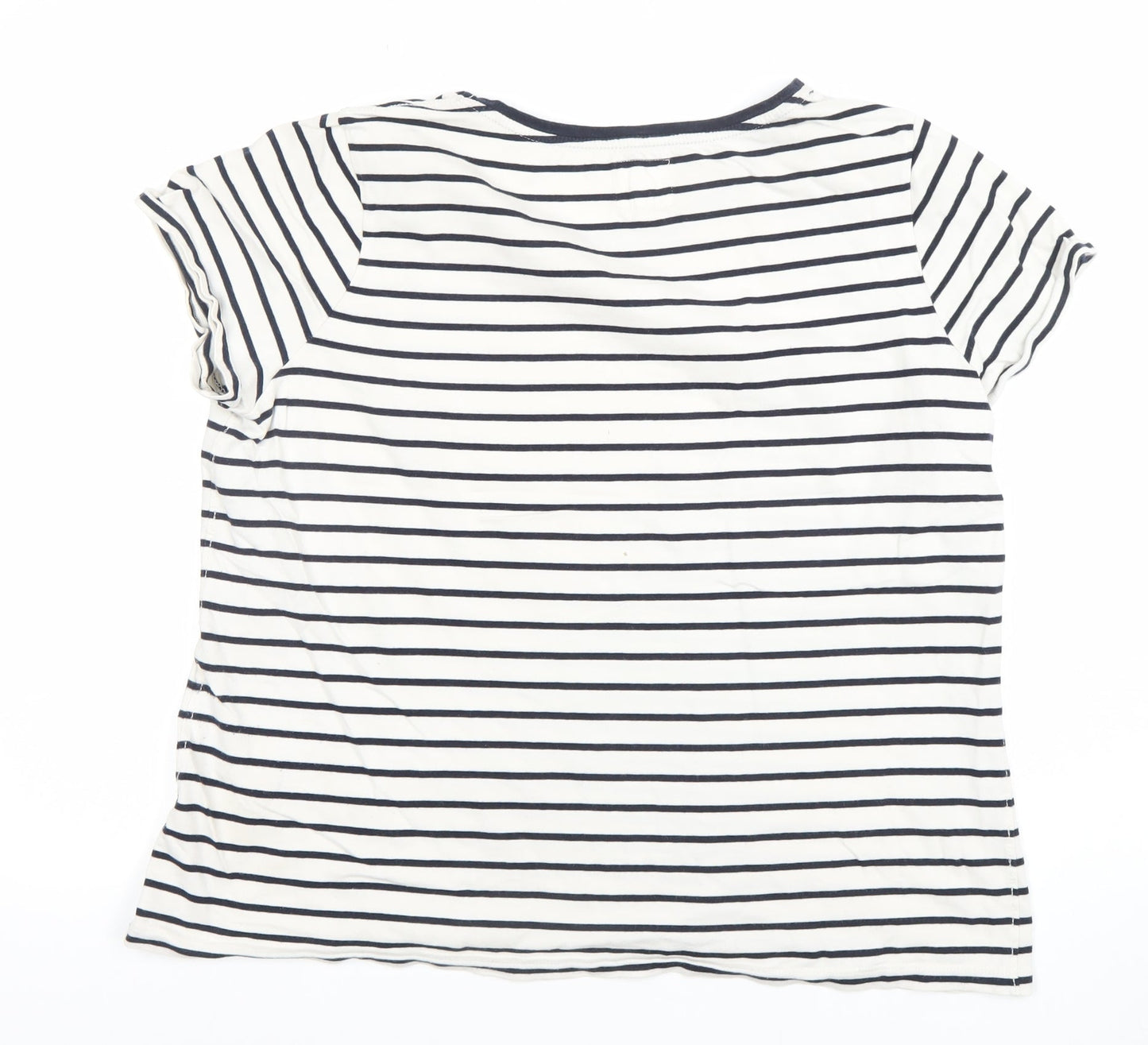 Fat Face Women's White Navy Striped Cotton T-Shirt Size 16