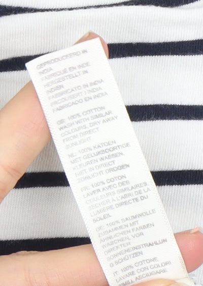 Fat Face Women's White Navy Striped Cotton T-Shirt Size 16