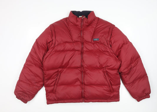 Puma Men's Red Puffer Jacket L Nylon Down Winter Coat