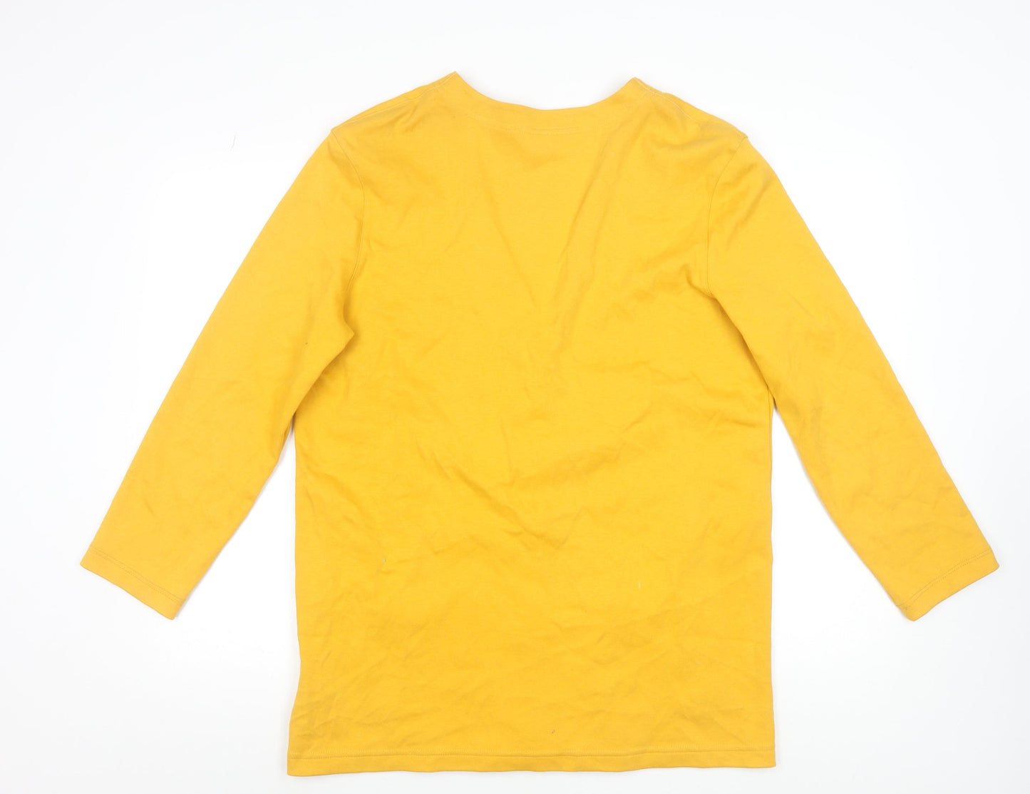 Lands' End Women's Yellow Cotton V-Neck Cardigan M 10-12