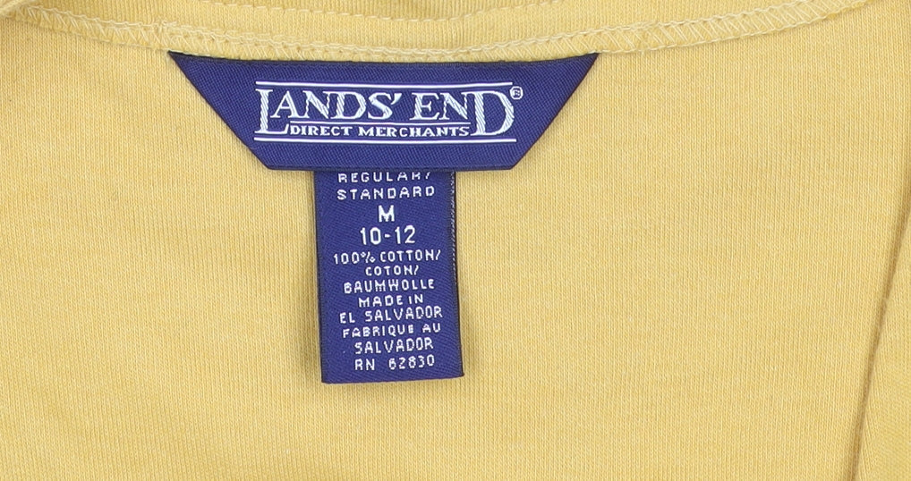 Lands' End Women's Yellow Cotton V-Neck Cardigan M 10-12