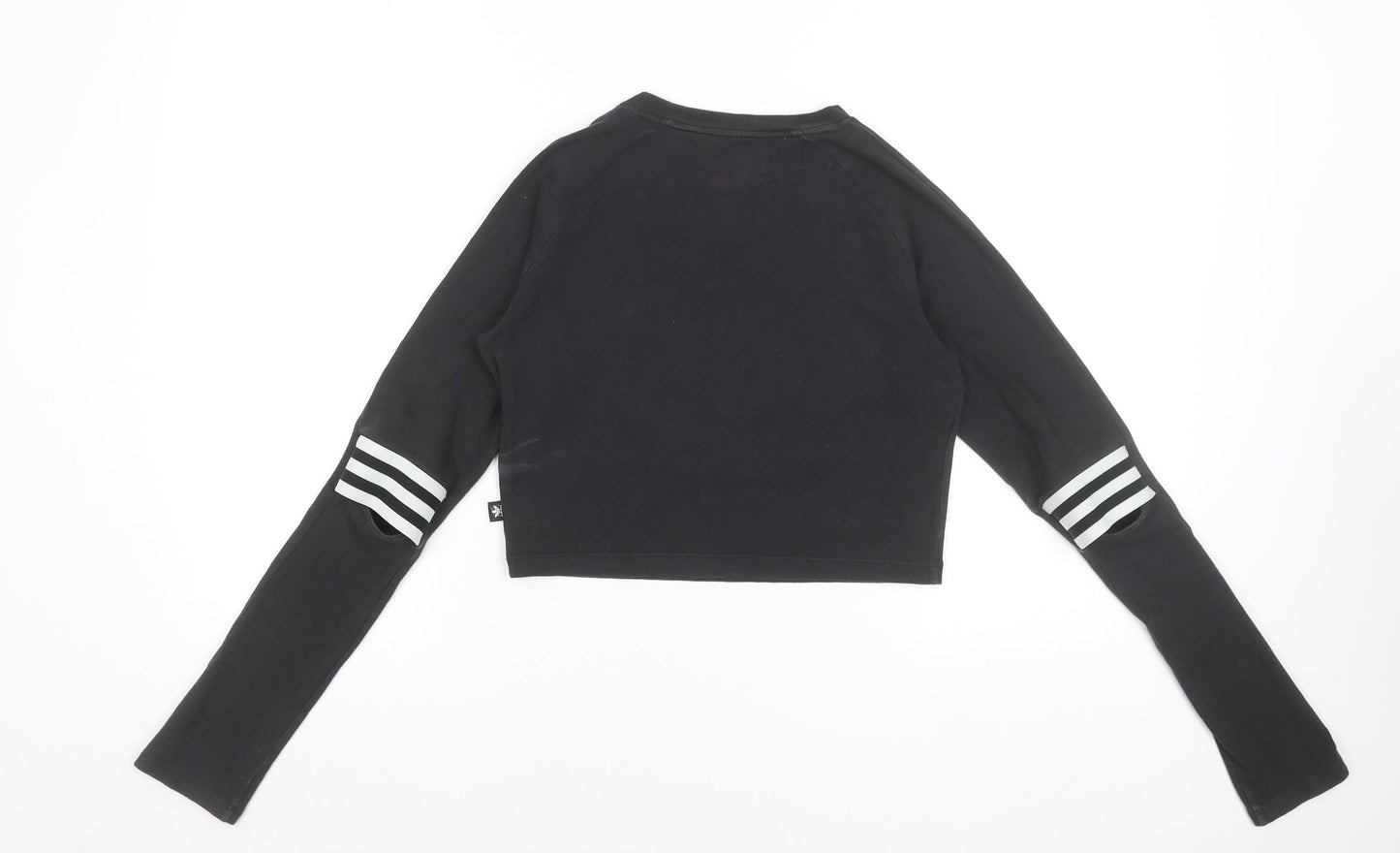 Adidas Women’s Black Cropped Long Sleeve Logo T-Shirt Size 10