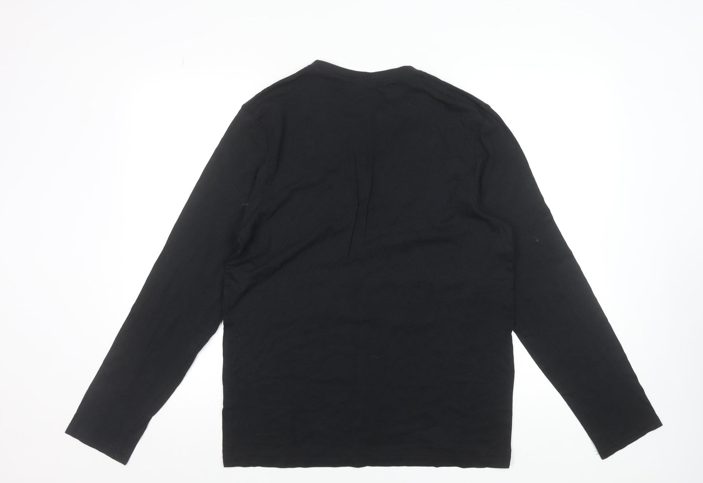 Mountain Warehouse Men's Black Bamboo Henley Long Sleeve T-Shirt M