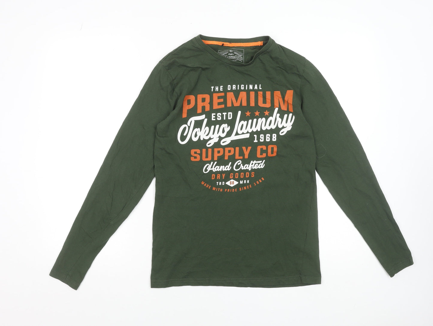 Tokyo Laundry Men's Green Long Sleeve Graphic T-Shirt Size S