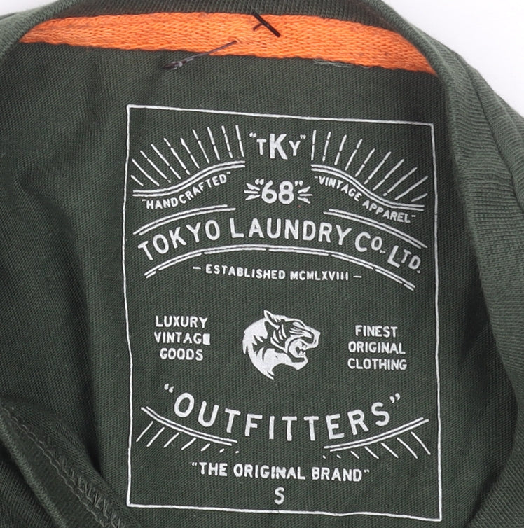 Tokyo Laundry Men's Green Long Sleeve Graphic T-Shirt Size S