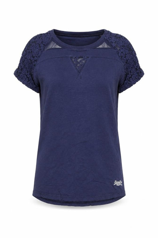 Womens UK Size S Superdry Blue Cotton Blend T-Shirt