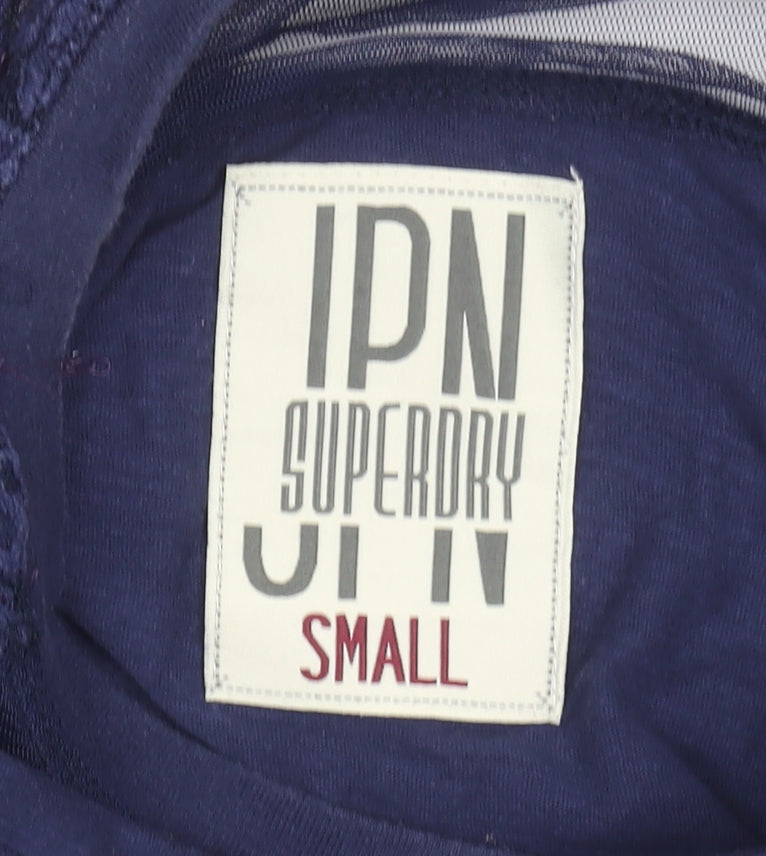 Superdry Womens Blue Lace Sleeve Short Sleeve Jersey T-Shirt Size S