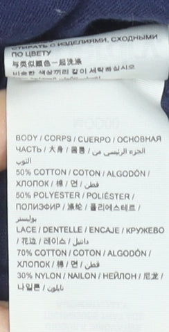 Superdry Womens Blue Lace Sleeve Short Sleeve Jersey T-Shirt Size S