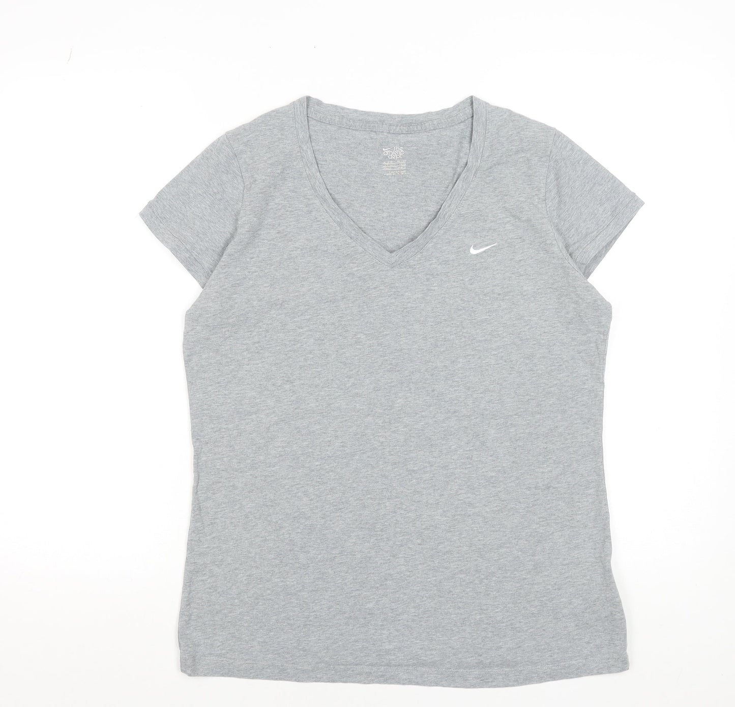Nike Women's Grey V-Neck Short Sleeve Athletic T-Shirt XL