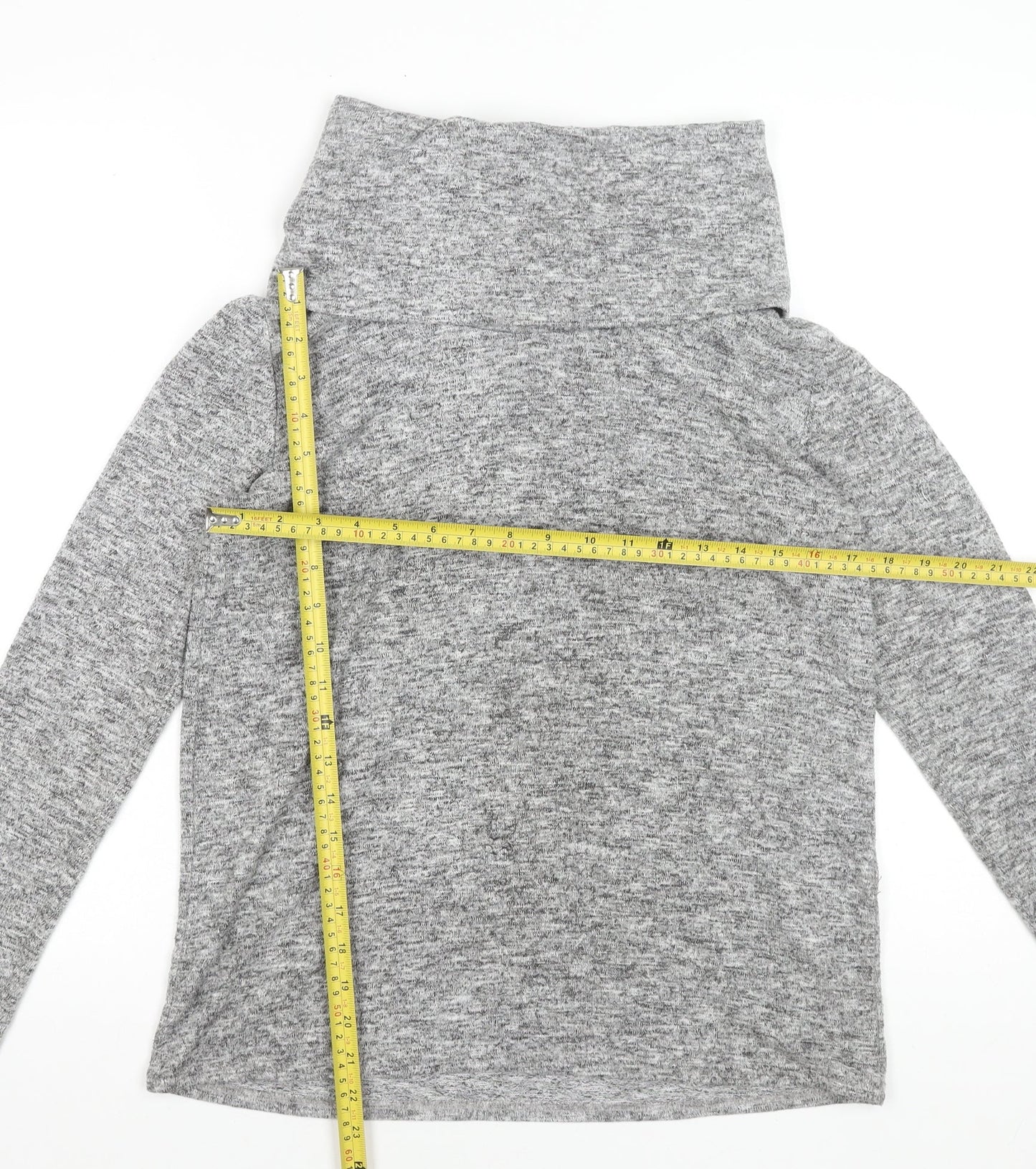 Dorothy Perkins Women’s Grey Roll Neck Long Sleeve Jersey Top Size 14
