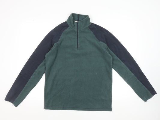 Mountain Warehouse Men's Green Fleece 1/4 Zip Pullover Sweatshirt Size S