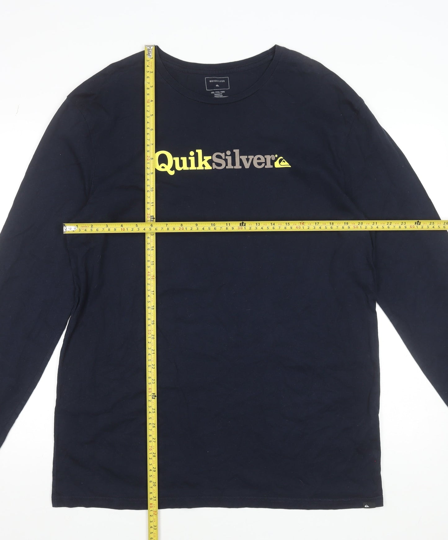 Quiksilver Men’s Blue Long Sleeve Logo Cotton T-Shirt 2XL Regular Fit