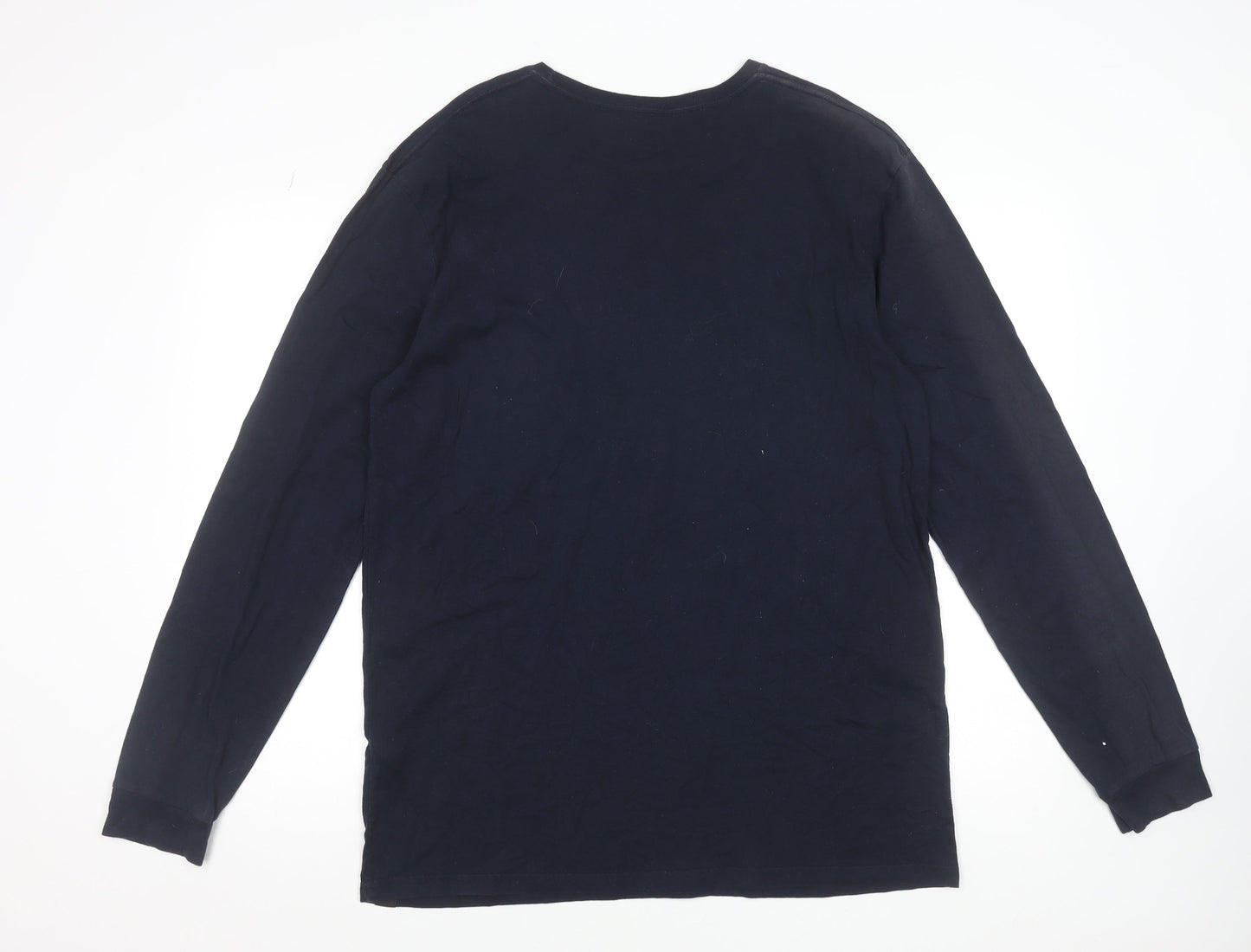 Quiksilver Men’s Blue Long Sleeve Logo Cotton T-Shirt 2XL Regular Fit