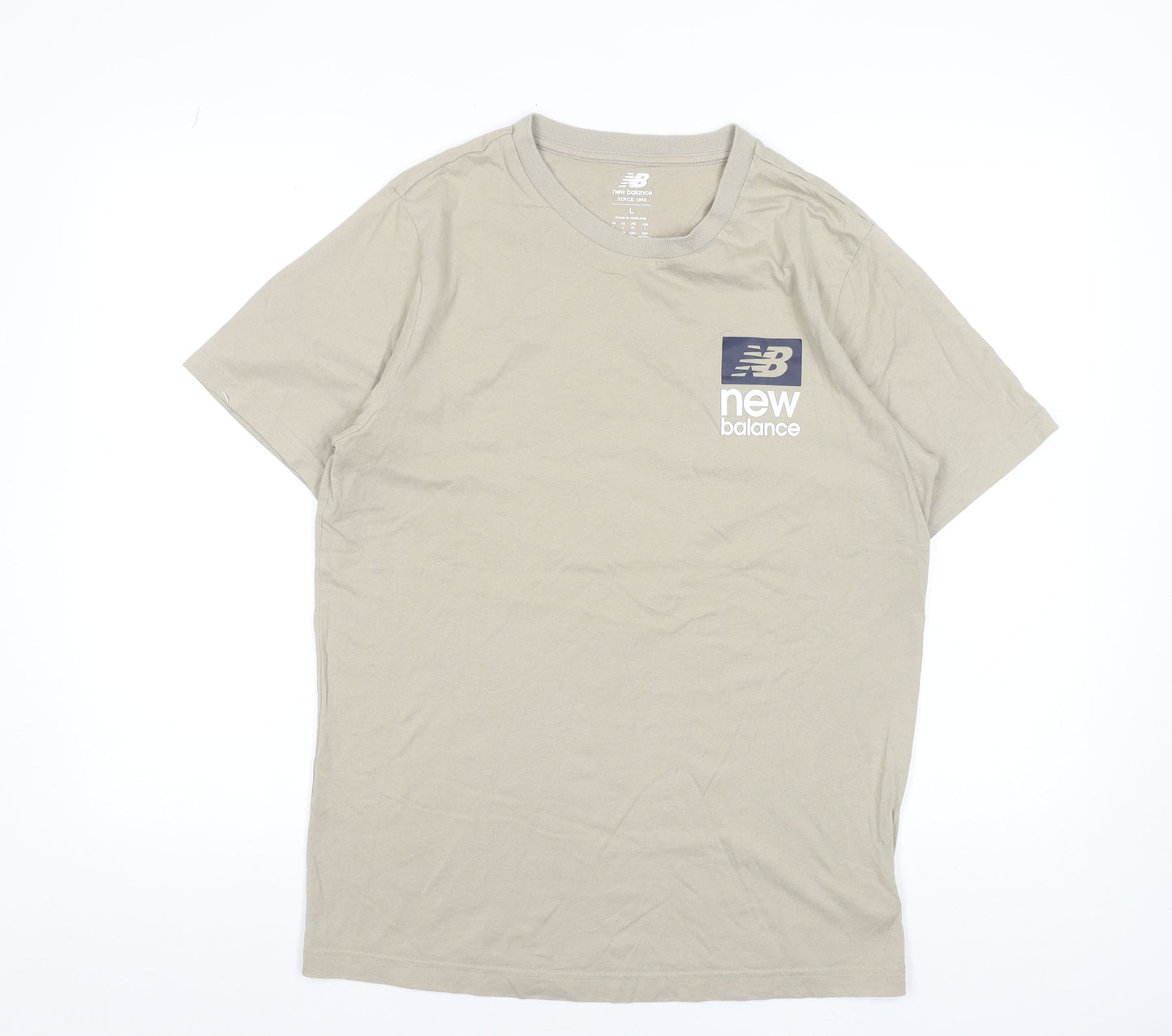 New Balance Men's Beige L Short Sleeve Crew Neck Sports T-Shirt
