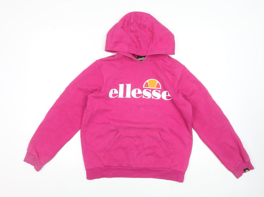Ellesse Girls Pink Pullover Hoodie 12-13 Years Logo Hooded Sweatshirt