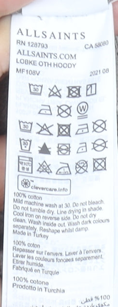 AllSaints Men's Beige Small Pullover Hoodie 100% Cotton