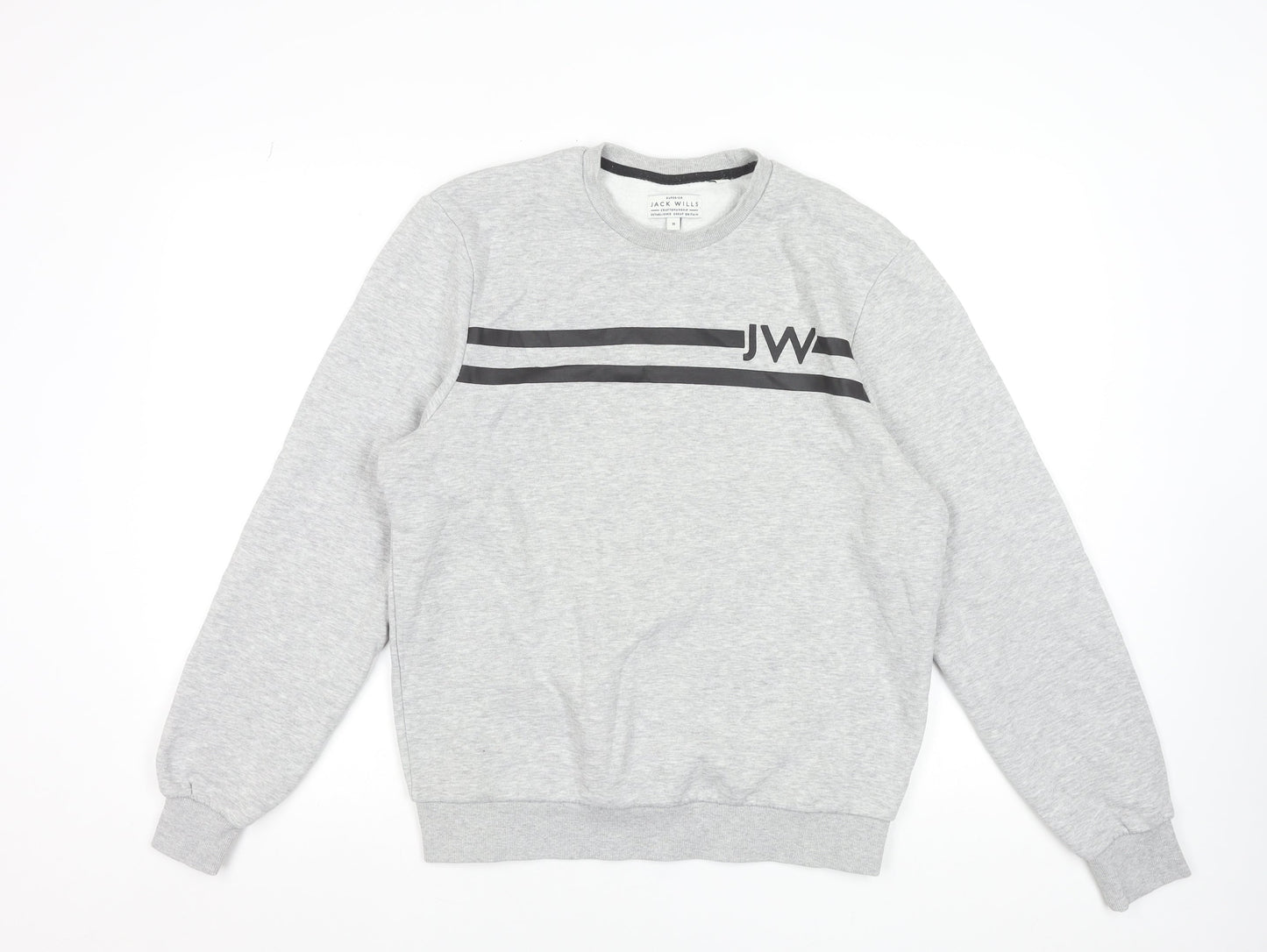 Jack Wills Men's Grey Crew Neck Logo Sweatshirt Size M
