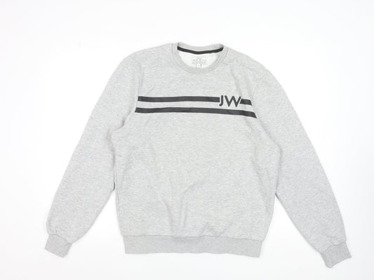 Jack Wills Men's Grey Crew Neck Logo Sweatshirt Size M