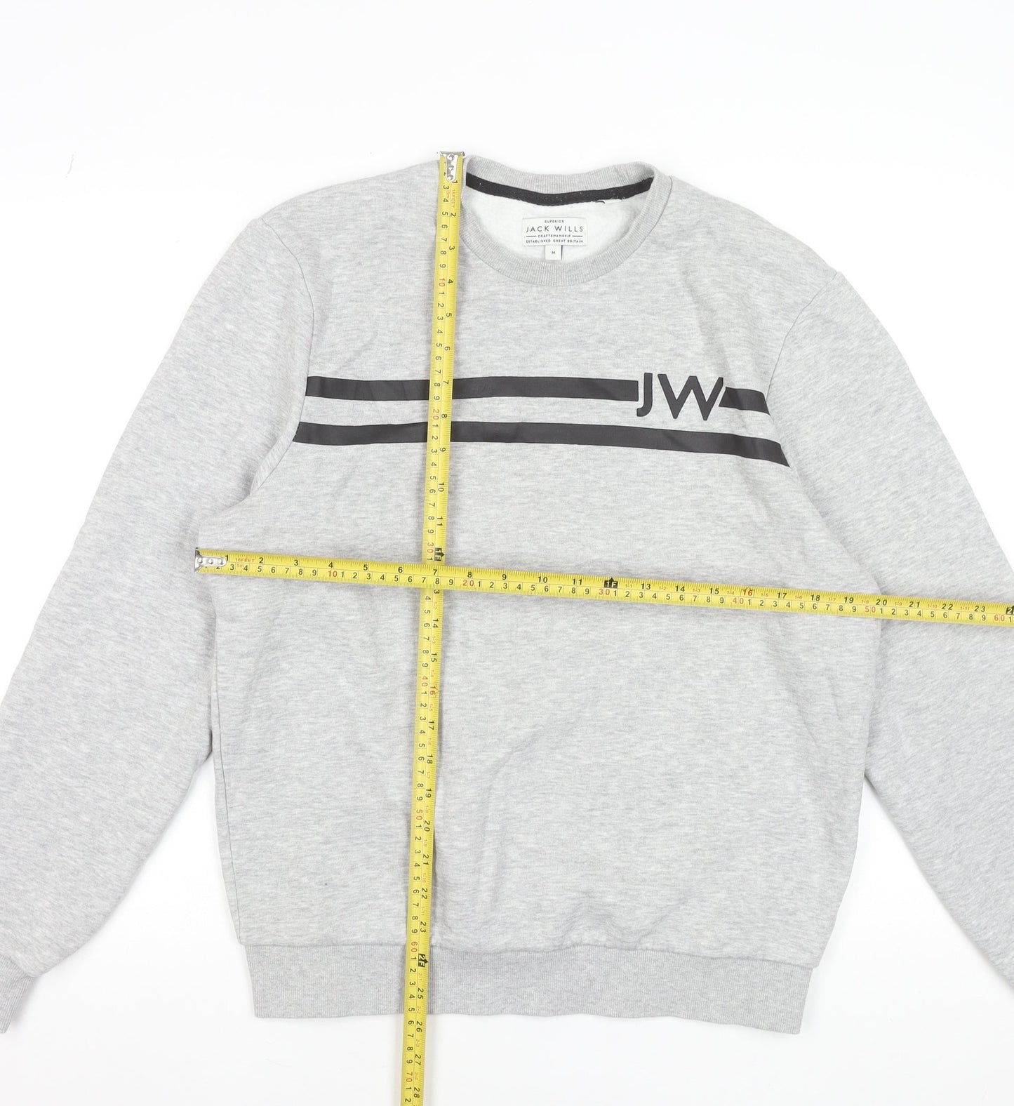 Jack Wills Men's Grey Crew Neck Logo Sweatshirt Size M