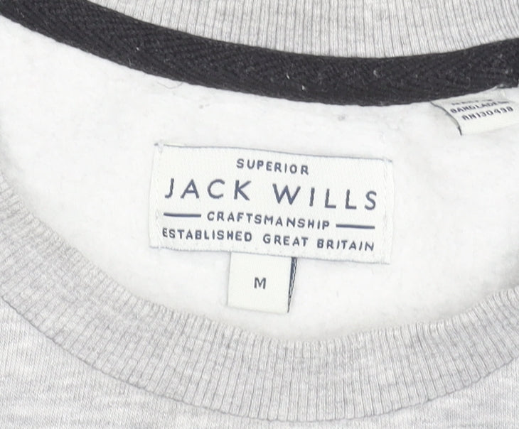 Jack Wills Men's Grey Crew Neck Logo Sweatshirt Size M