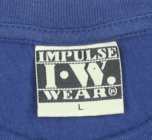 Impulse Wear Men's Blue Graphic Print Retro T-Shirt Size L