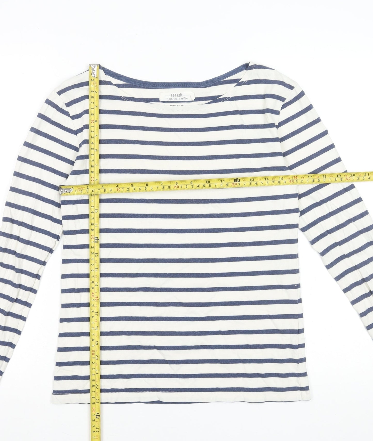 Seasalt Women’s Blue Striped Long Sleeve Organic Cotton Top M
