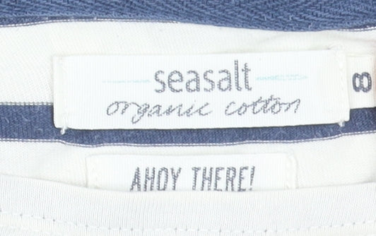 Seasalt Women’s Blue Striped Long Sleeve Organic Cotton Top M