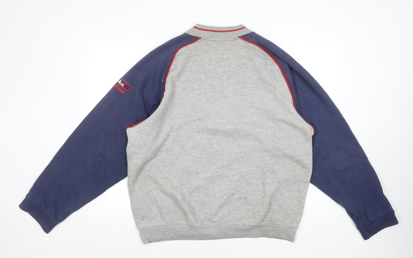 Nike Men's Grey & Navy Vintage V-Neck Sweatshirt L Regular Fit