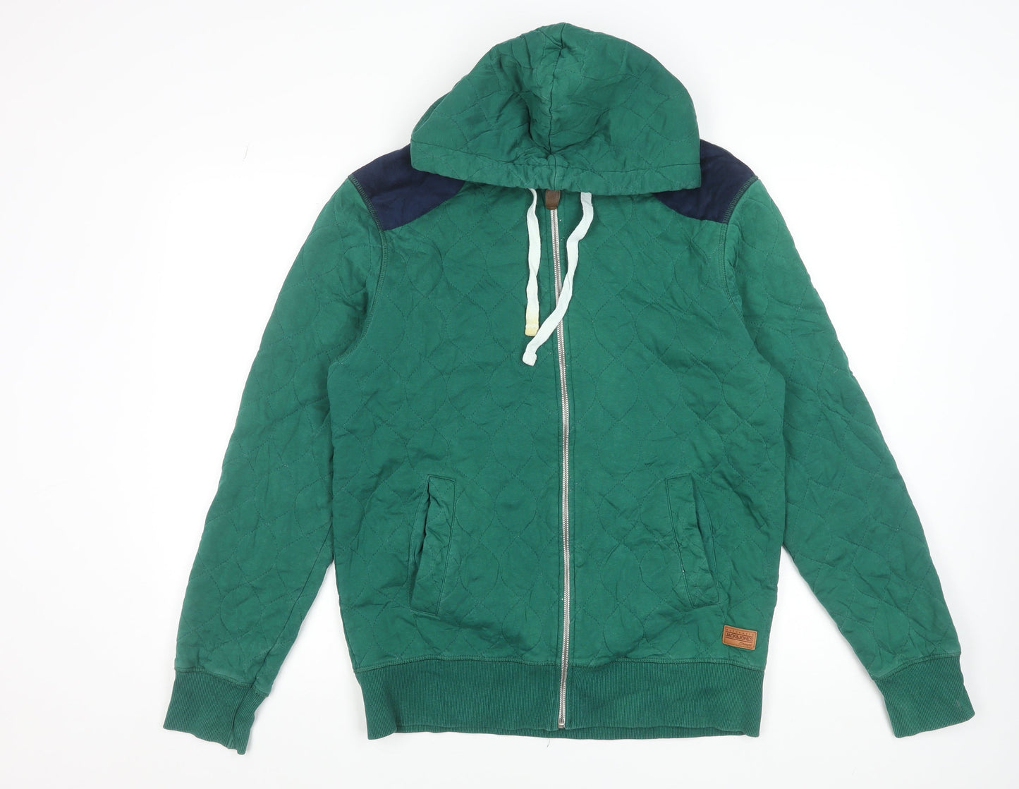 Jack & Jones Men’s Green Quilted Full Zip Hoodie XL Cotton