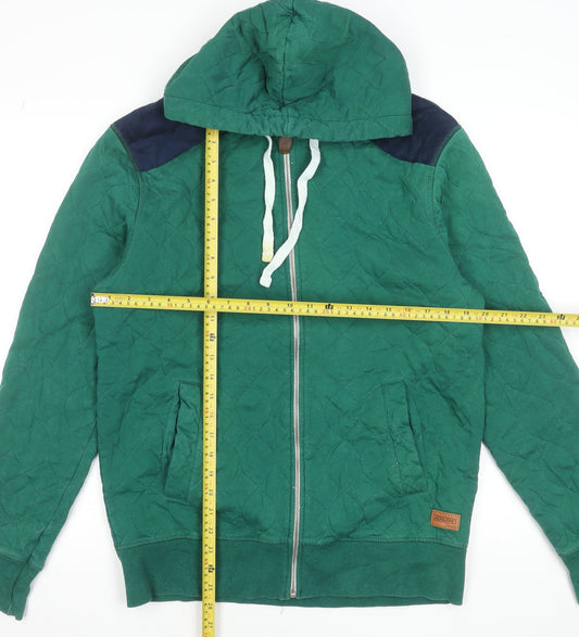 Jack & Jones Men’s Green Quilted Full Zip Hoodie XL Cotton